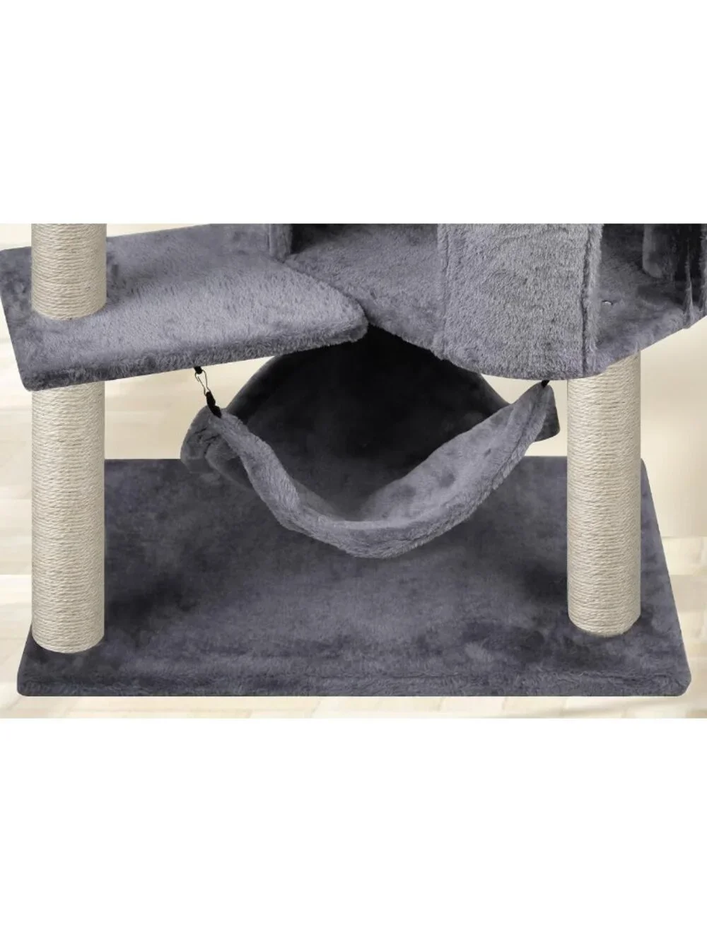 Cozy Cat Tree with Condo & Large Hammock - Grey, Perfect for Play & Relaxation